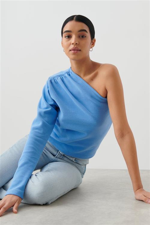 Gina Tricot - One shoulder top - Off shoulder-top - Blå - L - Dame