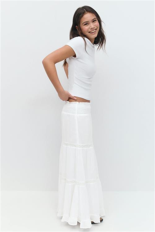 Gina Tricot - Y scandi maxi skirt - Nederdele - Hvid - 134/140 - Pige
