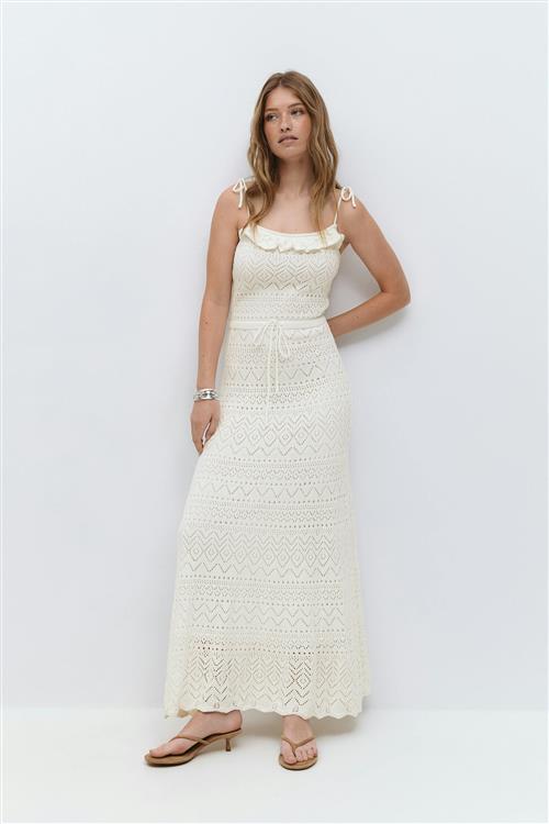 Gina Tricot - Knitted cotton dress - Strikkjoler - Hvid - S - Dame