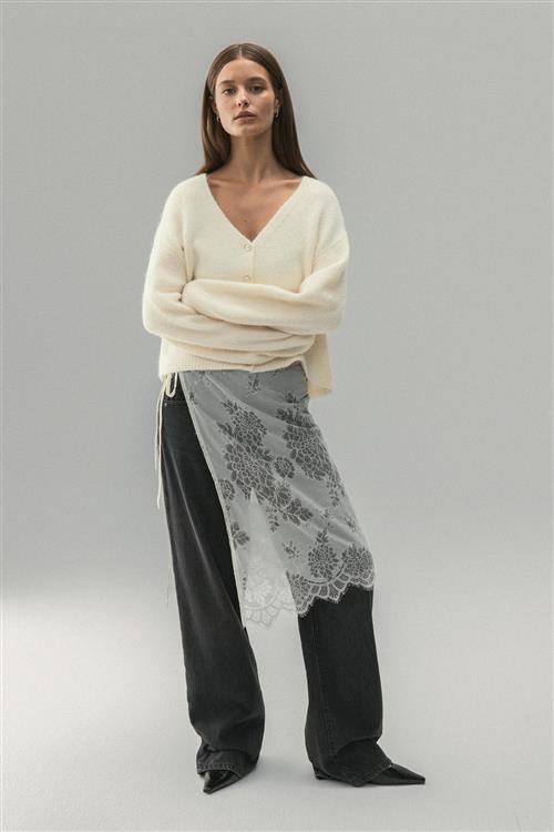 Gina Tricot - V-neck knitted cardigan - Cardigans - Hvid - S - Dame