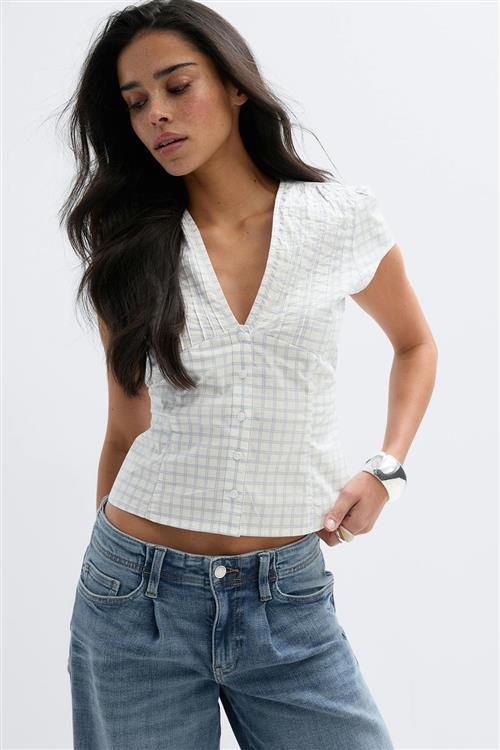 Gina Tricot - Short sleeve top - Toppe - Blå - XL - Dame