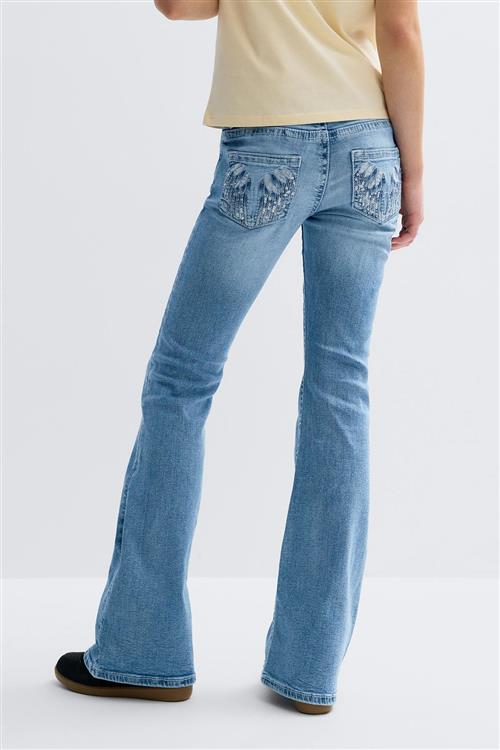 Gina Tricot - Y too messy flare jeans - bootcut jeans - Blå - 140 - Pige