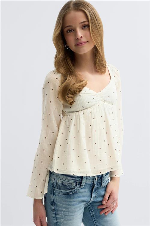 Gina Tricot - Y heart shape blouse - Bluser - Beige - 146/152 - Pige