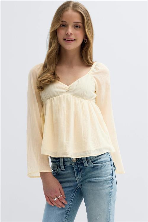 Gina Tricot - Y heart shape blouse - Bluser til piger 9–14 år - Gul - 146/152 - Pige