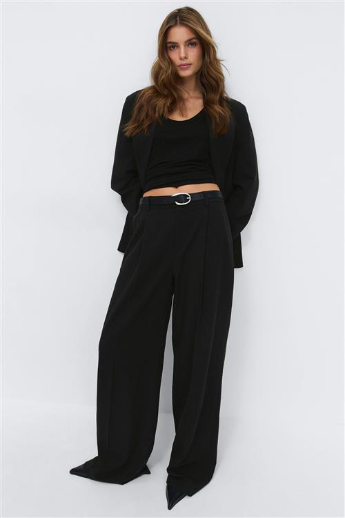 Gina Tricot - Wide pleated trousers - Habitbukser - Sort - 34 - Dame