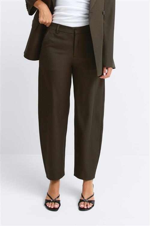 Gina Tricot - Mid waist barrel trousers - Bukser - Brun - 40 - Dame