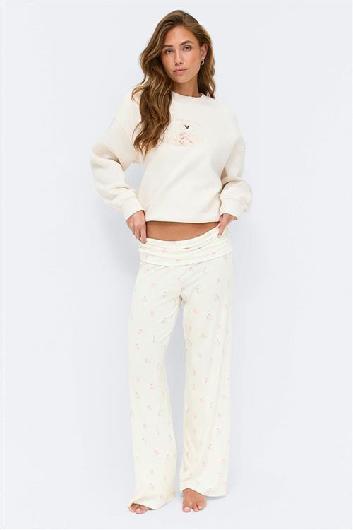 Gina Tricot - Folded loungewear trousers - Bukser - Hvid - S - Dame