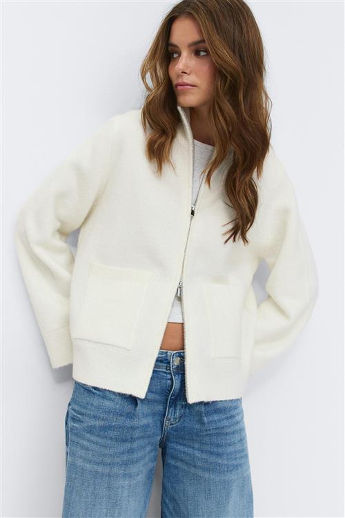 Gina Tricot - Knitted pocket cardigan - Cardigans - Hvid - M - Dame