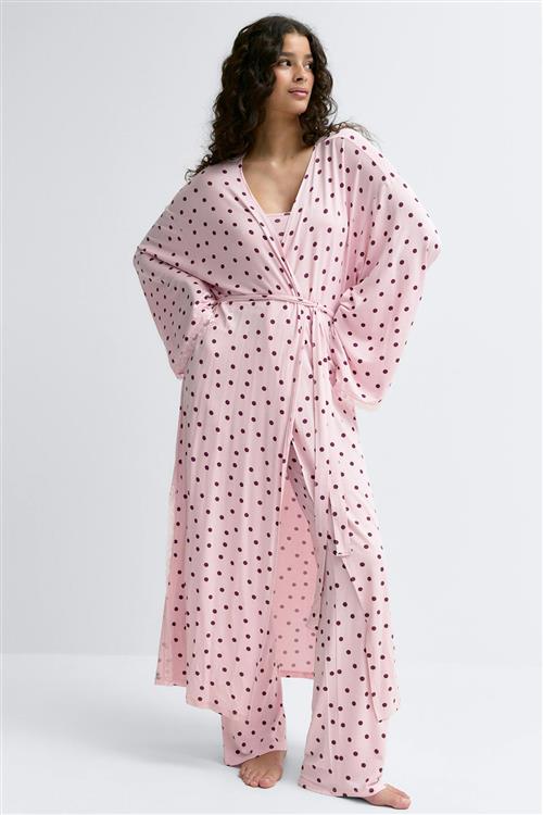 Gina Tricot - Soft lace loungewear robe - morgenkåber - Lyserød - M - Dame