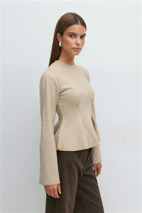 Gina Tricot - Knitted peplum top - Toppe - Beige - M - Dame