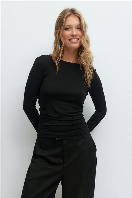 Gina Tricot - Open back top - Langærmede toppe - Sort - L - Dame