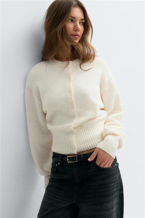 Gina Tricot - Knitted cardigan - Cardigans - Hvid - M - Dame