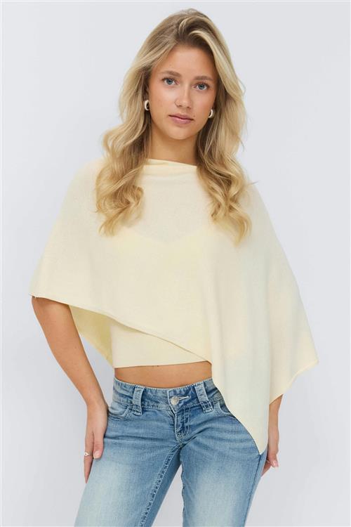 Gina Tricot - 14+ knitted poncho - Toppe - Gul - M/L - Dame