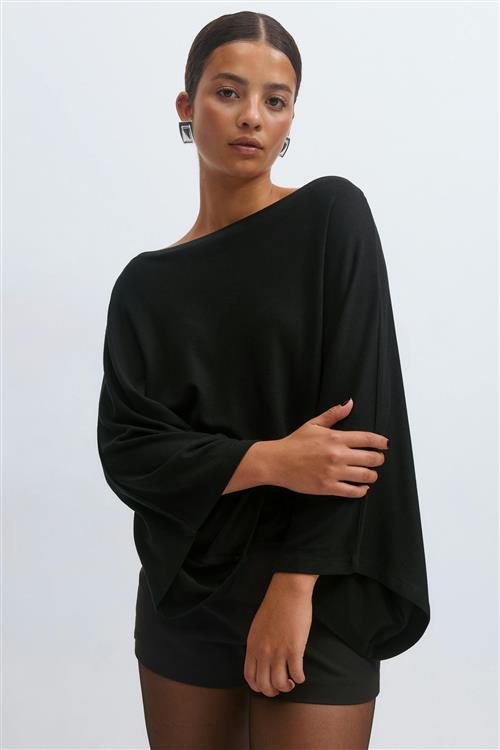 Gina Tricot - Poncho top - cape topper - Sort - S - Dame