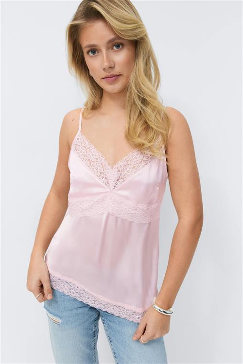 Gina Tricot - 14+ lace insert singlet - Toppe - Lyserød - M - Dame