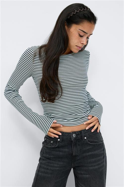 Gina Tricot - Tight fit long sleeve top - Langærmede toppe - Blå - S - Dame