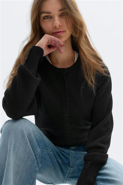 Gina Tricot - Knitted cardigan - Cardigans - Sort - M - Dame