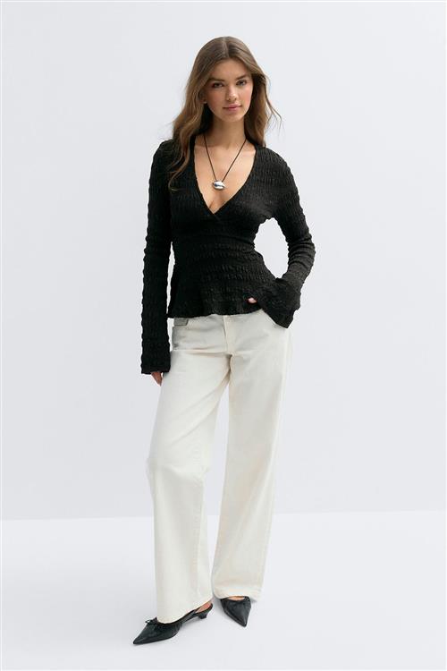 Gina Tricot - Tie back top - toppe med bindebånd - Sort - L - Dame