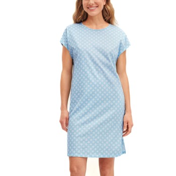Calida Lovely Nights Short Sleeve Nightdress Blå Mønster bomuld X-Small Dame