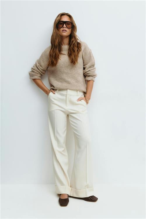 Gina Tricot - Mid waist wide trousers - vide habitbukser - Hvid - 42 - Dame