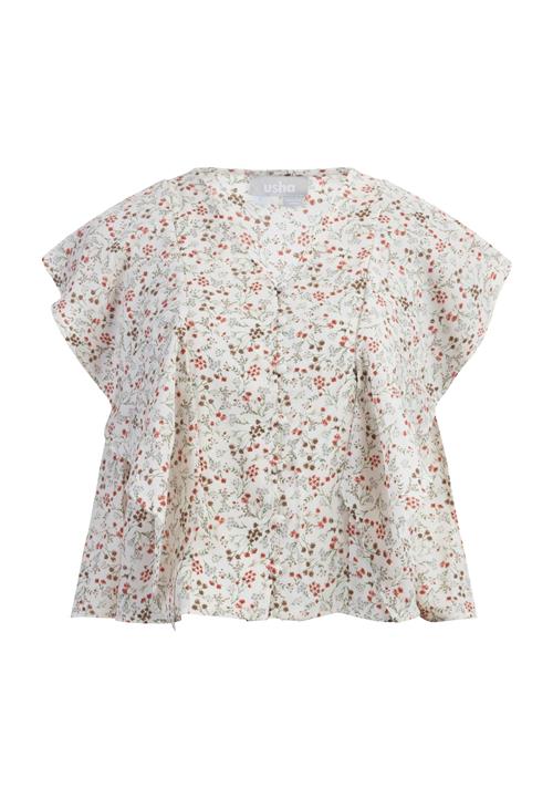 Usha Bluse  khaki / græsgrøn / hummer / naturhvid