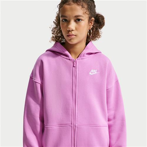 Oversized Nike Club Fleece-hættetrøje med lynlås til større børn - lilla