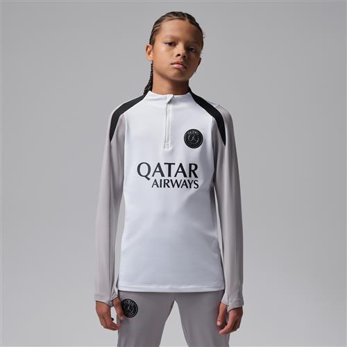 Maskinstrikket Paris Saint-Germain Strike Night Edition Jordan Dri-FIT-fodboldtræningstrøje til større børn - hvid