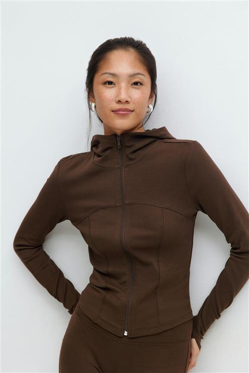 Gina Tricot - Zip hoodie jacket - hoodies - Brun - S - Dame