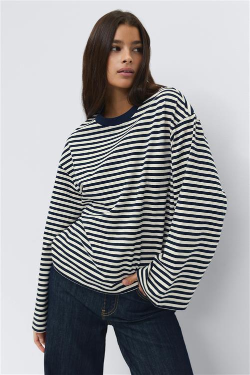 Gina Tricot - Stripe long sleeve tee - Langærmede toppe - Blå - L - Dame