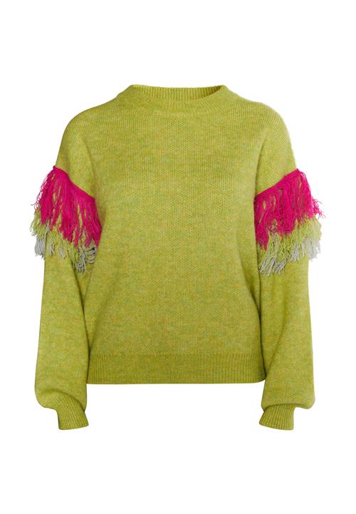 IZIA Pullover  lysegrå / kiwi / pink