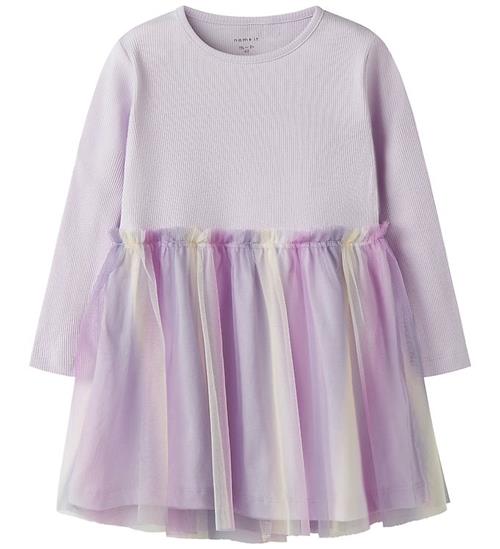 Name It Kjole - Rib - Tyl - NmfDotiana - Lavender Fog