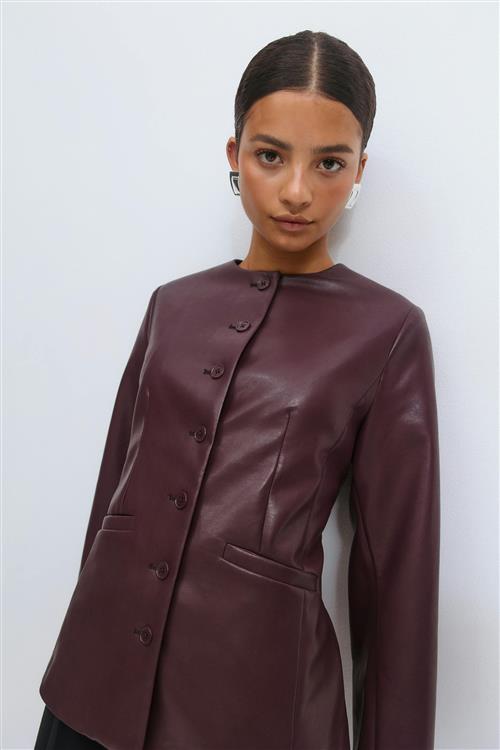 Gina Tricot - Shaped pu blazer - figursyede blazere - Lilla - S - Dame