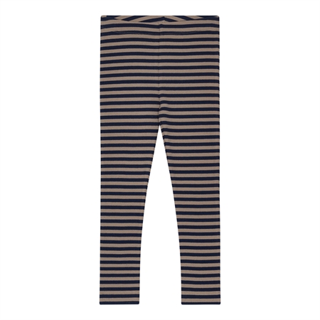 BIRKHOLM Stribede Rib Leggings Kashmir Brun & Navy Blå