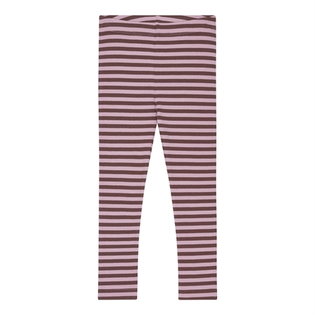 BIRKHOLM Stribede Rib Leggings Skygge Rosa & Kastanje Brun