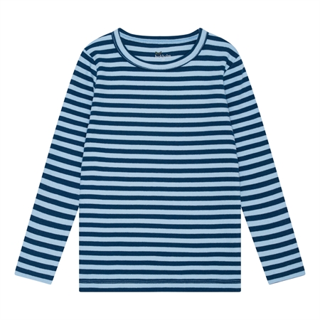 BIRKHOLM Stribet Rib Bluse Poseidon Blå & Baby Blå