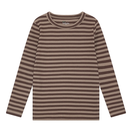 BIRKHOLM Stribet Rib Bluse Kashmir Brun & Chokolade Brun