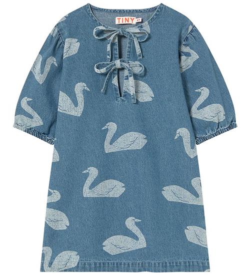 Tiny Cottons Kjole - Big Swans - Medium Wash Denim