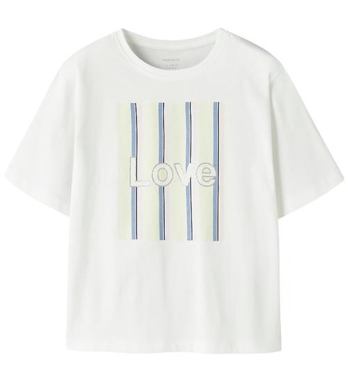 Name it T-shirt - NkfFalala - Bright White/Pear Sorbet Stripes
