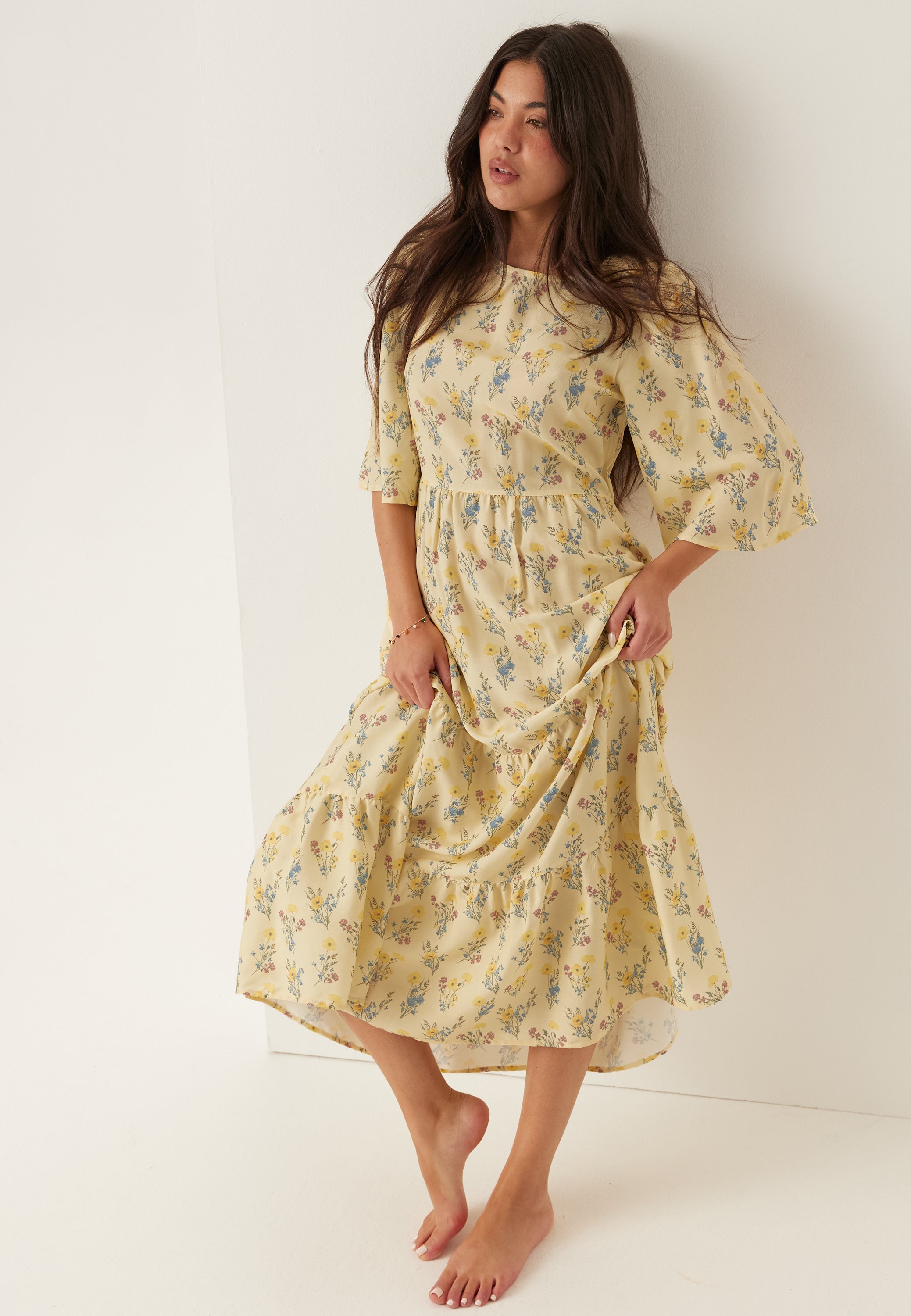 BUBBLEROOM Butterfly Sleeve Maxi Dress