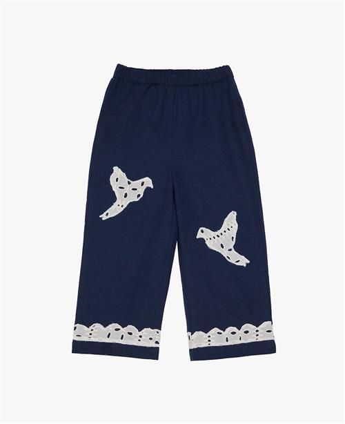 Sissel Edelbo Oda MINI Bukser Beige Navy Birds  Navy Birds 5-6 Y  Marineblå  5-6 år  kvinde