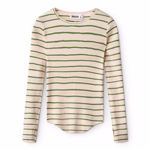 Molo GOTS Rochelle Langærmet Top Cloud Green Stripe  Cloud Green Stripe 122/128 cm  Beige  122/128 cm  kvinde