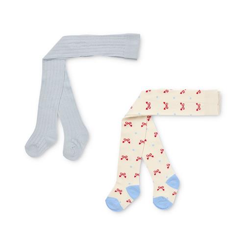 Flöss Vera 2-pak Strømpebukser Bow  Bow 116/122 cm  Blå  116/122 cm  kvinde