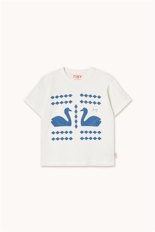 Tinycottons Swans Diamonds Graphic T-shirt Off-white  Off-White 10 Y  Hvid  10 år  kvinde