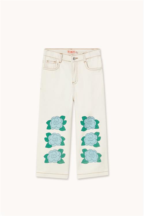 Tinycottons Blue Flower Jeans Off-white  Off-White 4 Y  Hvid  4 år  kvinde