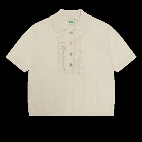 FUB Polo Med Frynser Ecru  Ecru-110 cm  Creme  110 cm  kvinde