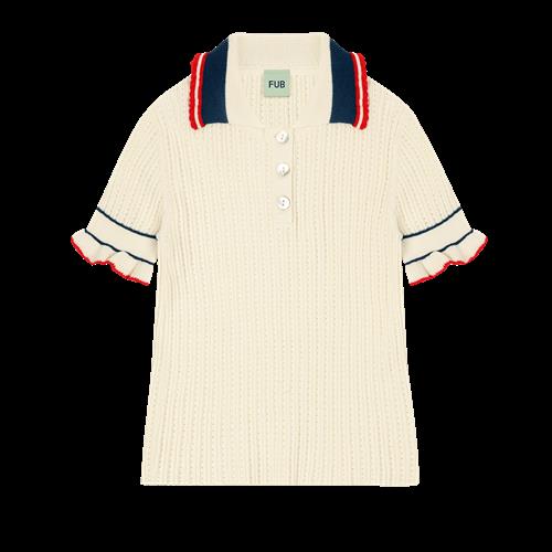 FUB Pointelle-polo Ecru  Ecru-110 cm  Creme  110 cm  kvinde
