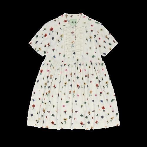 FUB Trykt Kjole Med Korte Ærmer Flower  Flower-130 cm  Beige  130 cm  kvinde