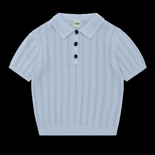 FUB Struktur-polo Pale Blue  Pale Blue-110 cm  Blå  110 cm  kvinde