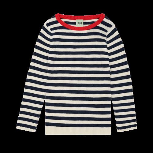 FUB Ribbluse Ecru/dark Navy  Ecru/Dark Navy-90 cm  Marineblå  90 cm  kvinde