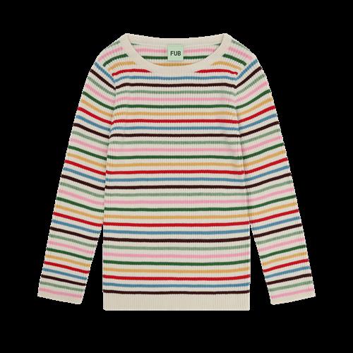 FUB Ribbluse Multi Stripe  Multi Stripe-120 cm  Rød  120 cm  kvinde